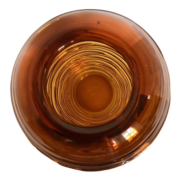 Eastern Beehive Art Glass Vase Honey Amber Hand Blown String Thread Overlay VTG - Picture 12 of 16